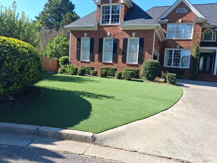 Curved front yard turf installation